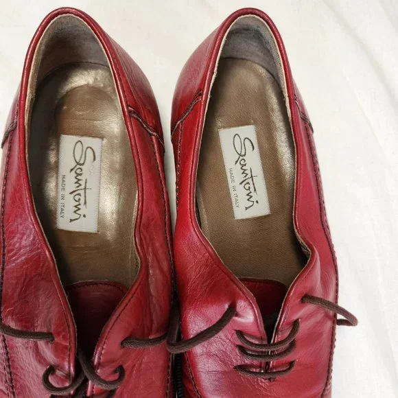 SANTONI Vintage Retro Oxfords Red Shoes Size U.K. 7.5 / U.S. 9.5 Made ITALY! - Picture 6 of 16